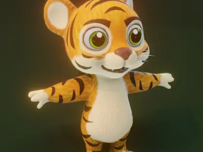 Cartoon Tiger 3D Model Low-poly 3D model