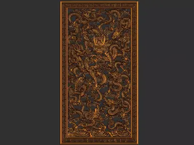 dragons wooden panel with dragon 3D print model