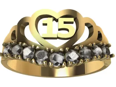 RING CROWN 15 CURVE 3D print model