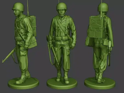 American engineer soldier ww2 walk A9 3D print model