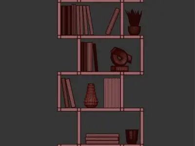 Decoration set bookcase 3D model