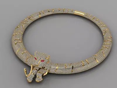 Tiger Necklace Diamond  3D print model