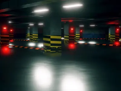 Parking Lot - Low Poly - Game Ready - PBR Low-poly 3D model