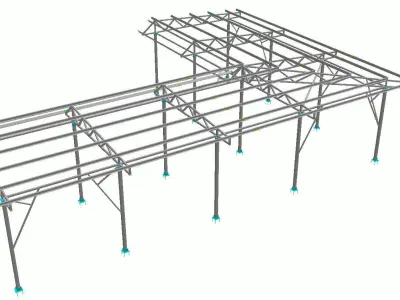 Carport structure of steel frame 3D model