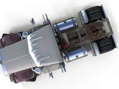 Peterbilt 289 day cab semi-truck Low-poly 3D model