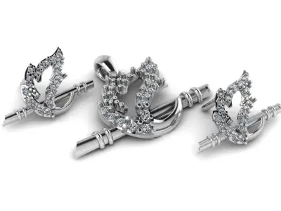 Stylish Leave Diamond Pendant And Earrings 3d Printable Model 3D print model