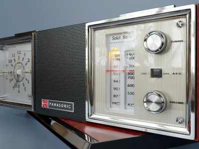 Vintage Panasonic FM-AM Clock Radio 3D model