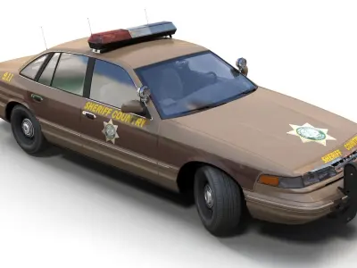 American sheriff police car  Low-poly 3D model