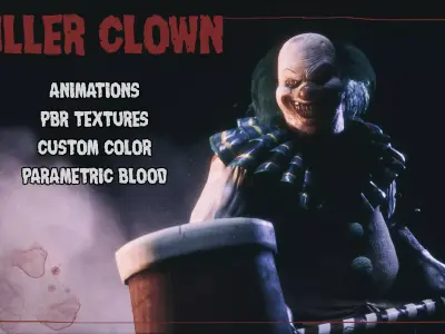 Killer Clown - Rigged and Animated Low-poly 3D model