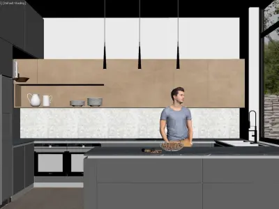 Modern Living Room and Kitchen 3D model