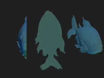 fish  bas-relief 3D print model