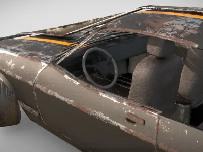 Post Apocalyptic Coupe PBR Low-poly 3D model
