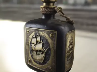 Pirate Rum Flask  Low-poly 3D model