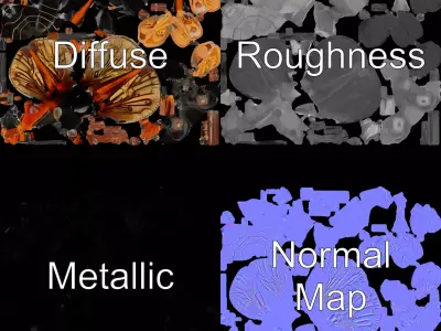 Steampunk Cicada model pack Low-poly 3D model