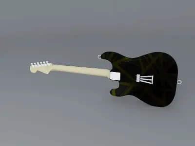 Eddie Van Halens black and yellow guitar Free 3D model