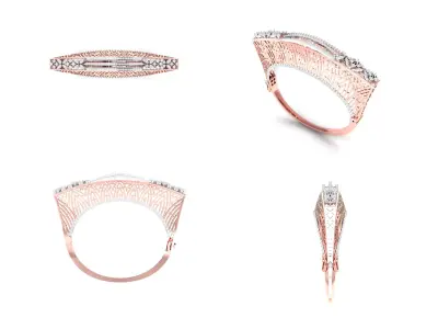 Rose Gold Diamond Woman Bracelet 3D Print Model 3D print model 17