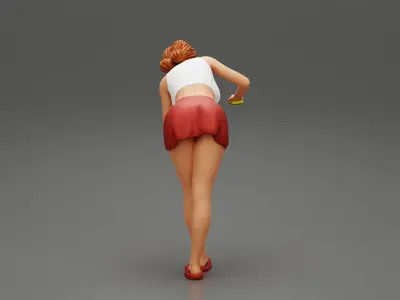 sexy girl cleaning in sponge and cleaning bottle 3D print model