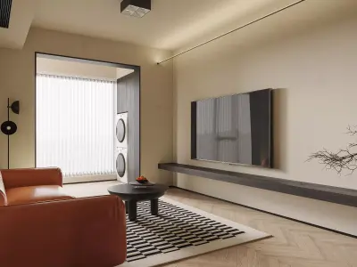 Modern living room dining room interior scenes 406 3D model