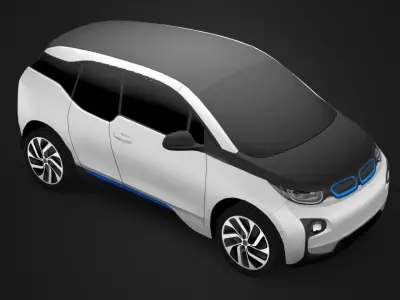 Compact Electric Car Low-poly 3D model
