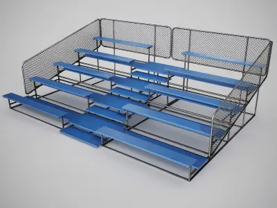 Painted Metal School Bleachers Low-poly 3D model