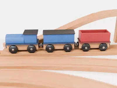 Wooden Toy Train Set 3D model