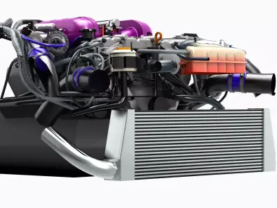 HKS VR38DETT Engine Low-poly 3D model