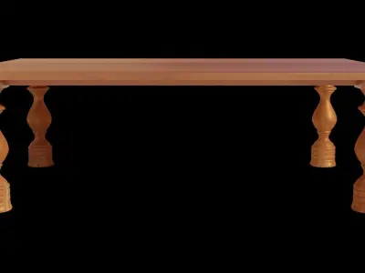 Wood table 3D model 2 lods complete textures and materials Low-poly 3D model