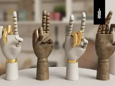 Wood Hand Mannequin Low-poly 3D model