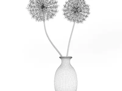 Small Purple Flowers in White Vase 3D model