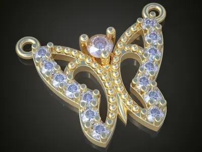 Butterfly Pendant  3D 0052 printable model 3D print model