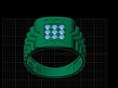 Print Ready STL 3DM  Gents Rings Diamond Men Ring  3D print model 89