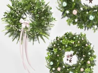 Christmas Decoration 02-Green Wreath 3D model