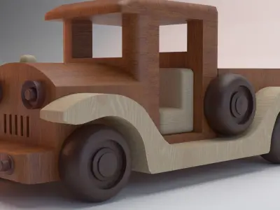 Wooden toy car 3D model