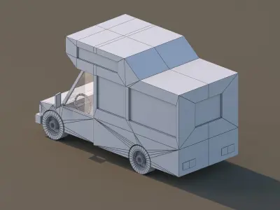 Cartoon Low Poly Car Motorhome Low-poly 3D model