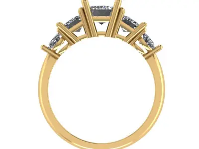 5 Stone diamond ring 3D print model