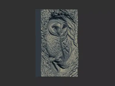 owl inside tree cnc model  3D print model
