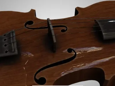 Violin wooden ceiling light with cord 3D model