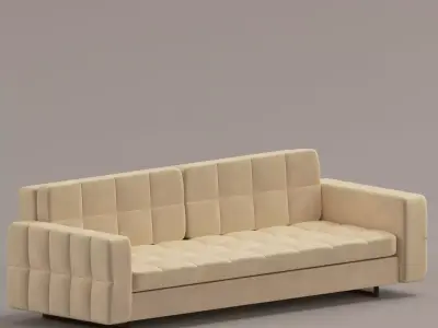 Modern Tufted Beige Sofa 3D Model Low-poly 3D model