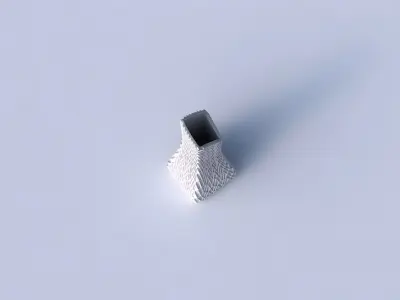 Vase squeezed and bent rectangle 2 with wavy grid piramides 3D print model