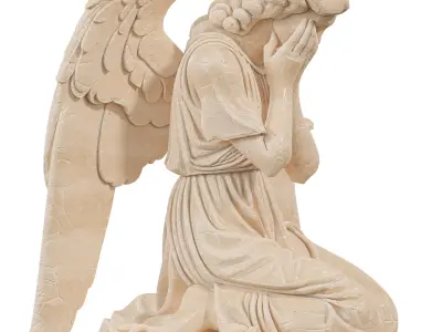 Kneeling Mourning Angel Sculpture Low-poly 3D model