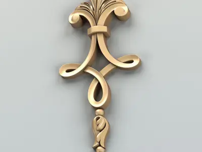 Carved decor vertical 015 3D model