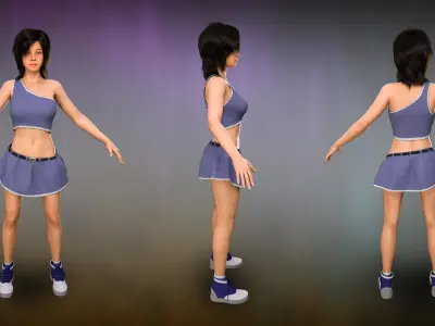 Game Ready Realistic Human Girl Character Danielle Low-poly 3D model