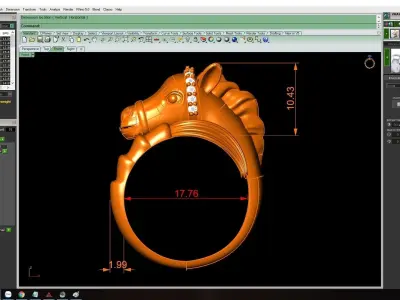 Luxury Horse Head Sculpted Ring for Men 3D Model 212 3D print model