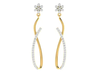 Women Drop Earrings 3dm STL OBJ FBX Renders Details 3D print model 10