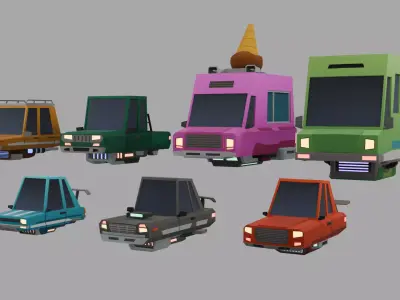 Low Poly 3D Car Model Pack Low-poly 3D model