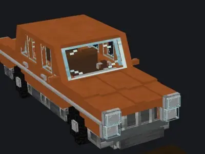 Basic orange car with interior Free 3D model