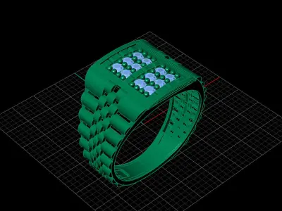 Print Ready STL 3DM  Gents Rings Diamond Men Ring  3D print model 185