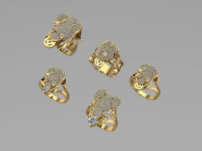 Toad and Frog Gold rings NN082 3D print model