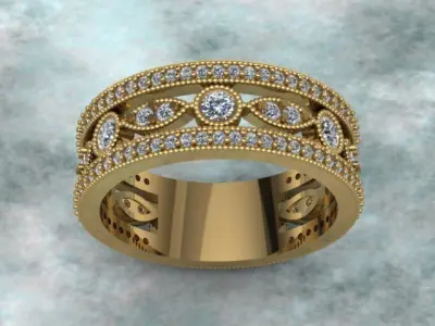 Luxury Double Ring With Diamonds 3D print model
