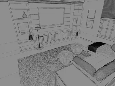 Interior Design with Tv Unit 3D model